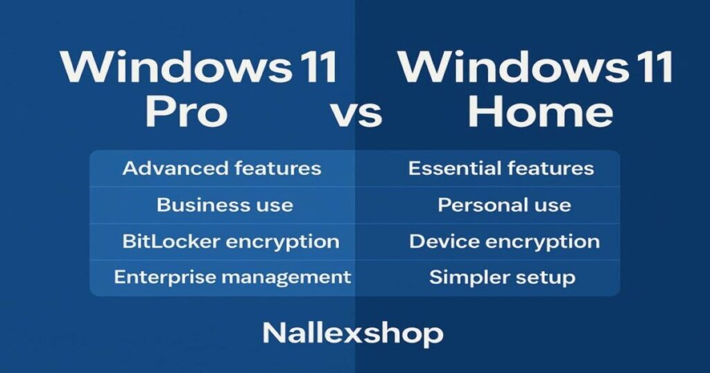 Windows 11 Pro vs Home comparison of features and benefits