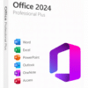 Microsoft Office 2024 Professional Plus box image showing Word, Excel, PowerPoint, Outlook, OneNote and Access apps on product packaging.